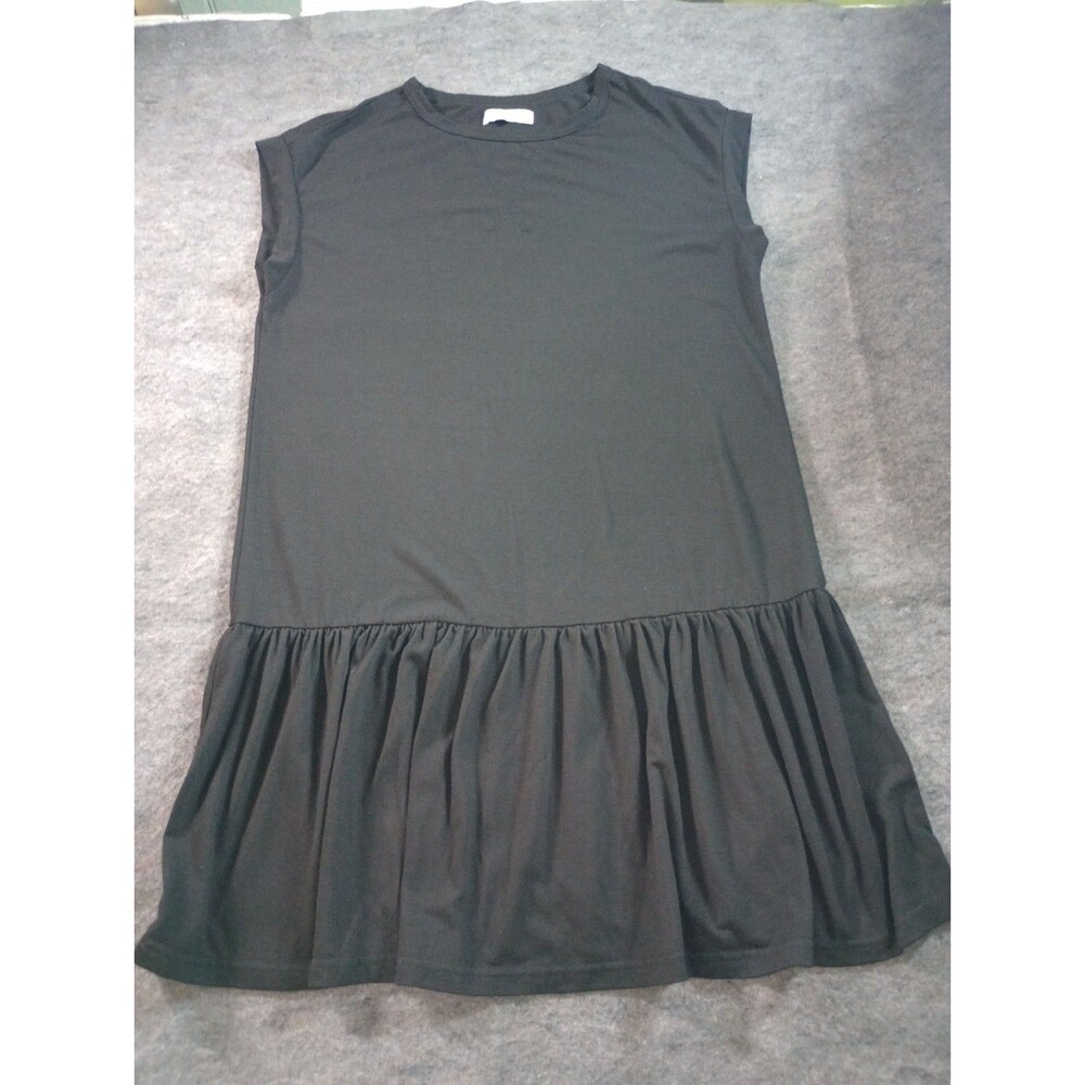 ​Wenrine Black Drop Waist Ruffle Dress Sleeveless T-Shirt Casual Mini Dress Size